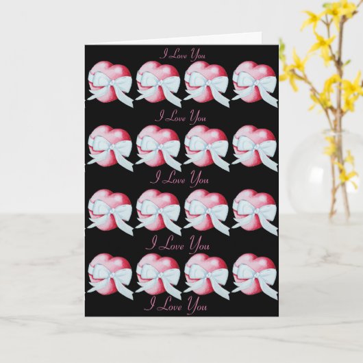 rode liefde hart wit en boeg romantisch kaart (Gele Bloem)