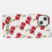 rode liefde kers polka stip vintage gepersonalisee iPhone hoesje (Achterkant horizontaal)
