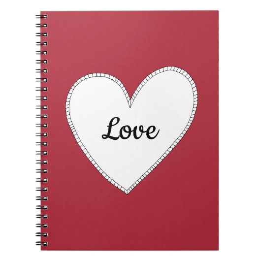Rode liefde met een wit hart notitieboek (Voorkant)