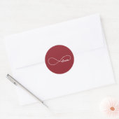 Rode liefde oneindige weddenschappen ronde sticker (Envelop)