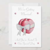 Rode liefde rode harten met witte boog bruiloft ui kaart (Voorkant)