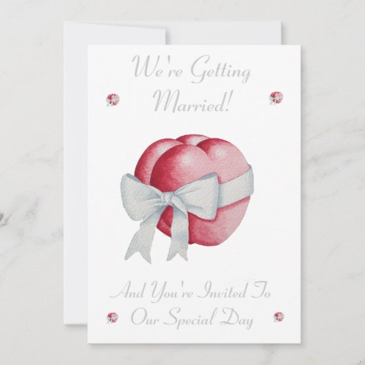 Rode liefde rode harten met witte boog bruiloft ui kaart (Voorkant)