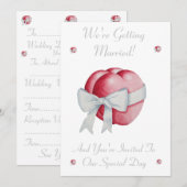 Rode liefde rode harten met witte boog bruiloft ui kaart (Voorkant / Achterkant)