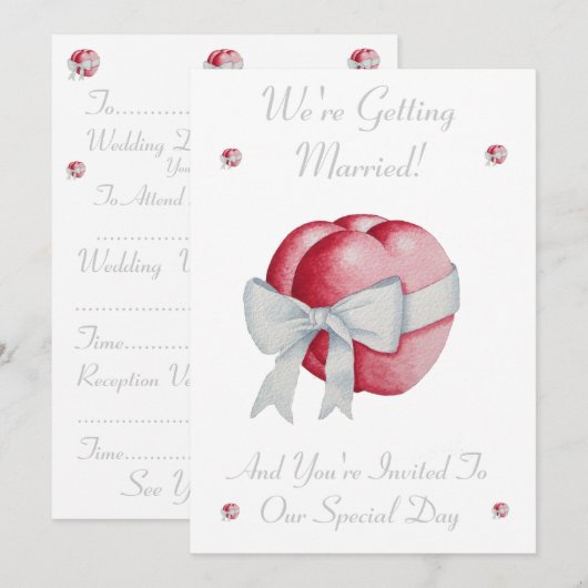 Rode liefde rode harten met witte boog bruiloft ui kaart (Voorkant / Achterkant)