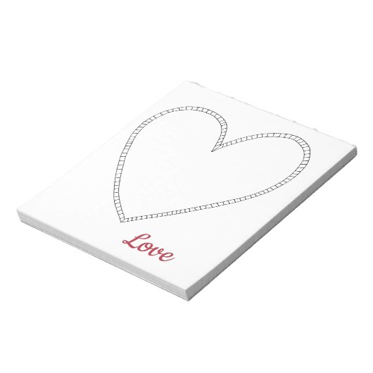 Rode Liefde Witte Hart Notitieblok (Linkerzijde)