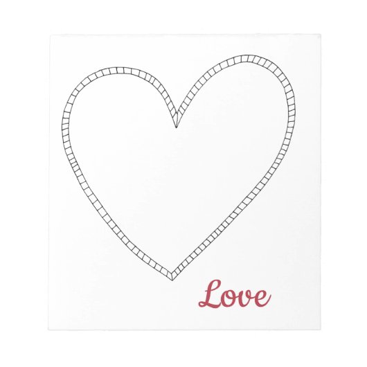 Rode Liefde Witte Hart Notitieblok (Voorkant)