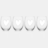 Rode Liefde Witte Hart Wijnglas Zonder Voet (Achterkant)