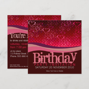 Rode Liefdes Bubbles Feest Verjaardagsuitnodiging Kaart