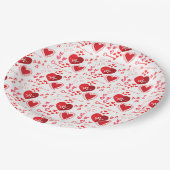 Rode liefdesharten en honing papieren bordje (Gekanteld)