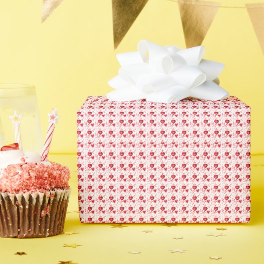 Rode liefdesharten en pijl   cadeaupapier (Verjaardagsfeest)