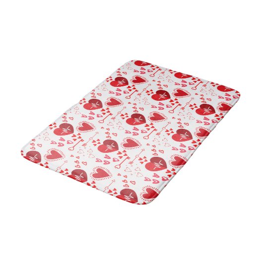 Rode liefdesharten en pijl, Happy Valentijnsdag Badmat (Gekanteld)