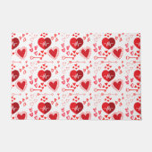 Rode liefdesharten en pijl, Happy Valentijnsdag Deurmat (Voorkant)