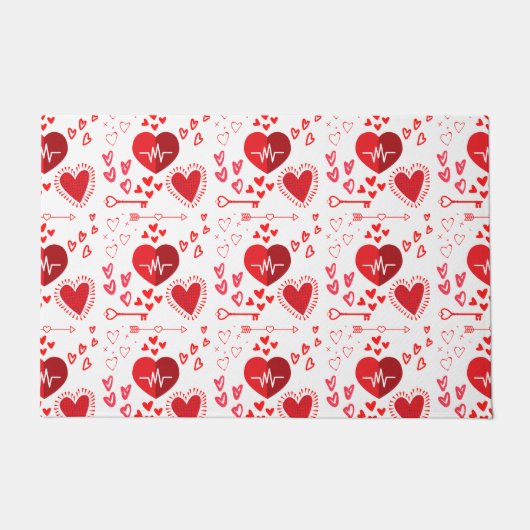 Rode liefdesharten en pijl, Happy Valentijnsdag Deurmat (Voorkant)