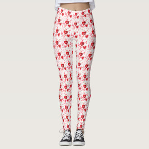 Rode liefdesharten en pijl leggings