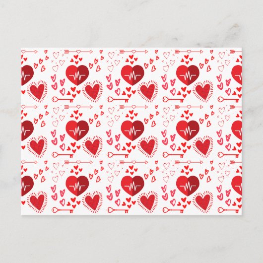 Rode liefdesharten en pijlpapier briefkaart (Voorkant)