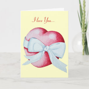 Rode liefdesharten en witte strik met romantisch v kaart