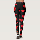 Rode liefdesharten in zwart leggings (Achterkant)