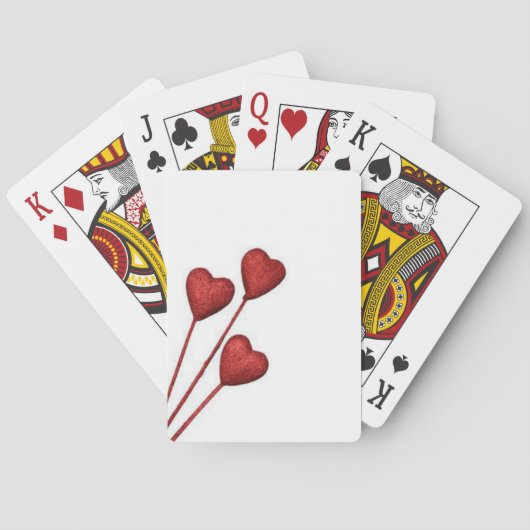 Rode liefdesharten op stokken speelkaarten (Achterkant)