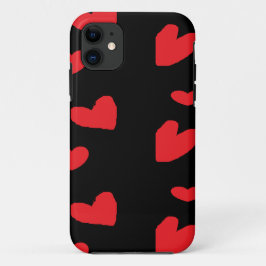 Rode liefdesharten op zwart Case-Mate iPhone case