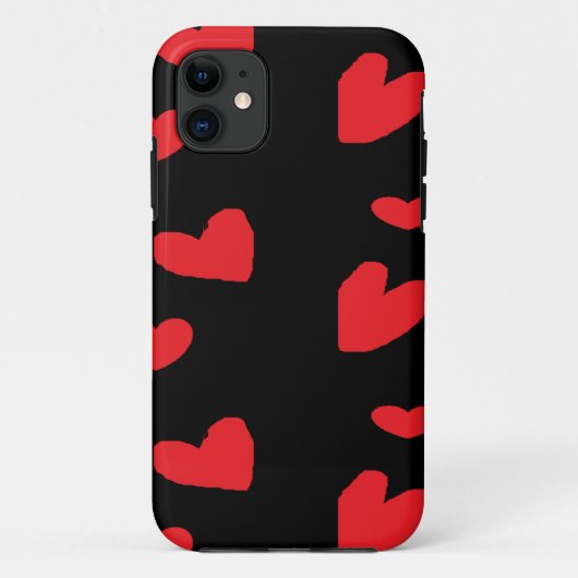 Rode liefdesharten op zwart Case-Mate iPhone case (Achterkant)