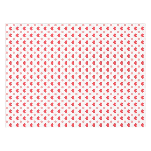 rode liefdesharten, pastel roze poka stippen patro tafelkleed (Voorkant (Horizontaal))