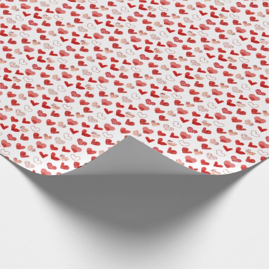 Rode liefdesharten, waterverf. cadeaupapier (Hoek)