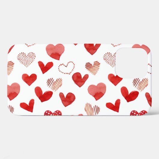 Rode liefdesharten, waterverf. Case-Mate iPhone case (Achterkant (horizontaal))