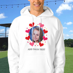 Rode Liefdeshartjes Aangepaste Foto Tekst Persoonl Hoodie