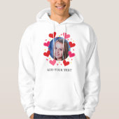 Rode Liefdeshartjes Aangepaste Foto Tekst Persoonl Hoodie (Voorkant)