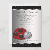 Rode lieveheersbeestje 7e verjaardag uitnodiging L (Achterkant)