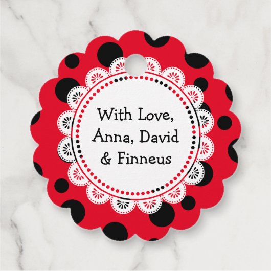 Rode lieveheersbeestje Dank u Gepersonaliseerde Gi Bedankjes Labels (Achterkant)