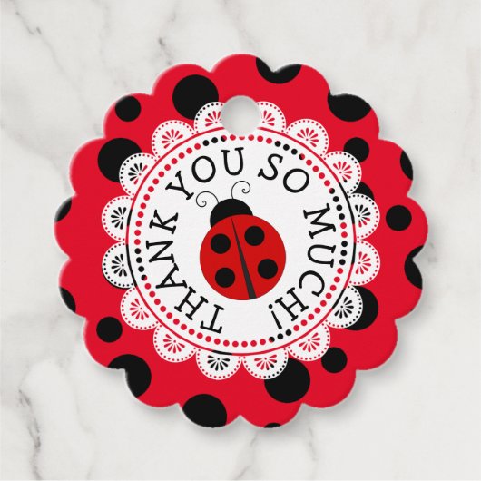 Rode lieveheersbeestje Dank u Gepersonaliseerde Gi Bedankjes Labels (Voorkant)