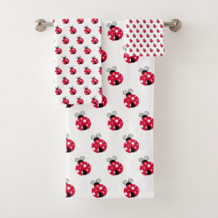Rode lieveheersbeestje patroonhanddoek bad handdoek