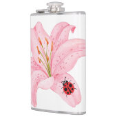 Rode lieveheersbeestje roze lelie bloem aangepaste heupfles (Links)