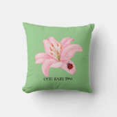 Rode lieveheersbeestje roze lelie bloem aangepaste kussen (Voorkant)