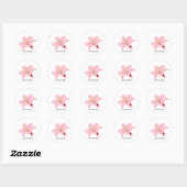 Rode lieveheersbeestje roze lelie bloem aangepaste ronde sticker (Vel)