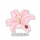 Rode lieveheersbeestje roze lelie bloem aangepaste sticker (Voorkant)