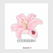 Rode lieveheersbeestje roze lelie bloem aangepaste sticker (Vel)