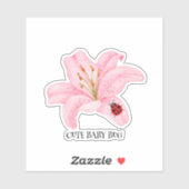Rode lieveheersbeestje roze lelie bloem aangepaste sticker (Vel)