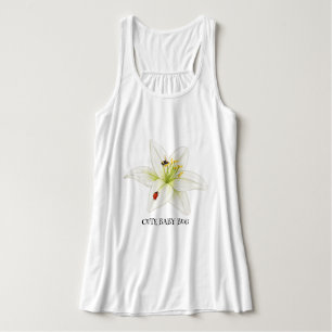 Rode lieveheersbeestje roze lelie bloem aangepaste tanktop