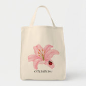 Rode lieveheersbeestje roze lelie bloem aangepaste tote bag (Voorkant)