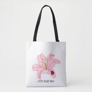 Rode lieveheersbeestje roze lelie bloem aangepaste tote bag