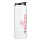 Rode Lieveheersbeestje roze Lily Bloem aangepaste  Thermosbeker (Gedraaid links)