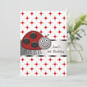 Rode lieveheersbeestjes 6e verjaardagsfeestje kaart (Staand voorkant)