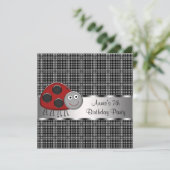 Rode lieveheersbeestjes 7e verjaardagsfeestje kaart (Staand voorkant)