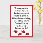 Rode lieveheersbeestjes en Schattige gedicht Kaart (Gele Bloem)