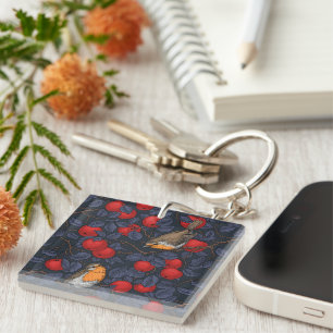 Rode lieveheersbeestjes in de appelboom/blauw en r sleutelhanger