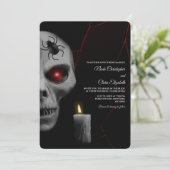 Rode Lightning Skull Gothic Candle Halloween Dark Kaart (Staand voorkant)