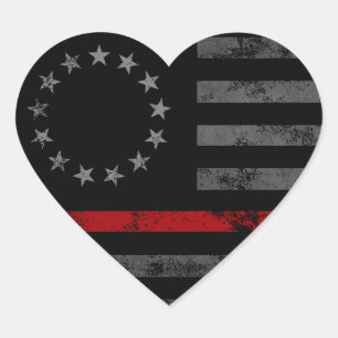 Rode Lijn Eerstehulpverleners Vintage Amerikaanse  Hart Sticker