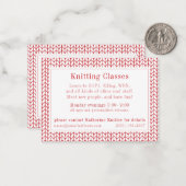 RODE LIJN GEBREIDE "breiklassen" Visitekaartje Notitiekaartje (Voorkant / Achterkant in situ)